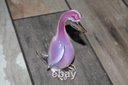 VINTAGE ARCHIMEDE SEGUSO Alabastro Pink Opalescent Art Glass Duck 6.5 INCH