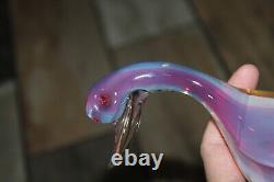 VINTAGE ARCHIMEDE SEGUSO Alabastro Pink Opalescent Art Glass Duck 6.5 INCH