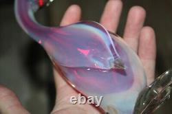 VINTAGE ARCHIMEDE SEGUSO Alabastro Pink Opalescent Art Glass Duck 6.5 INCH