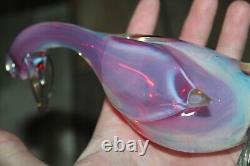 VINTAGE ARCHIMEDE SEGUSO Alabastro Pink Opalescent Art Glass Duck 6.5 INCH
