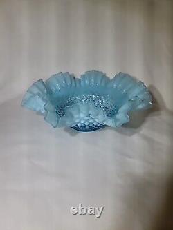 VINTAGE FENTON ART GLASS BLUE OPALESCENT HOBNAIL 4 Piece Set