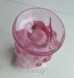 VINTAGE FENTON OPALESCENT PINK ROSEMILK GLASS VASE HAND PAINTED by B. STANLEY