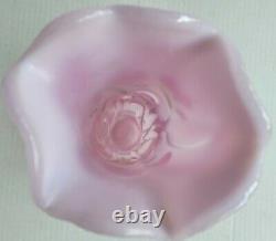 VINTAGE FENTON OPALESCENT PINK ROSEMILK GLASS VASE HAND PAINTED by B. STANLEY