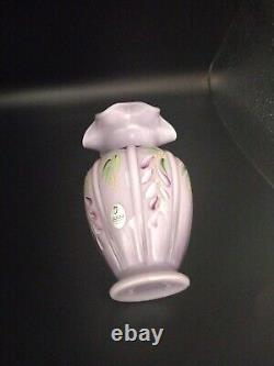 VINTAGE FENTON WISTERIA LAVENDER OVERLAY VASE Signed By Artist, Hand Painted