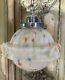 Vintage Opaline Ceiling Light. Chrome Stepped Cradle. Superb. Original. 1920s