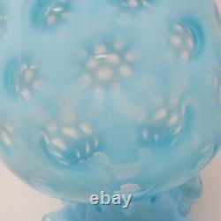 VTG Fenton Glass Light Blue Opalescent Coin Dot Tall Ruffled Vase Aqua Spot 9x5