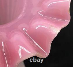 Vase Art Glass Bud Pink Ruffle Gold Flower Victorian Opalescent Antique