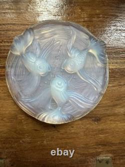 Verlys France Art Deco Opalescent Glass China Fish Trivet Coaster