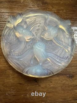 Verlys France Art Deco Opalescent Glass China Fish Trivet Coaster