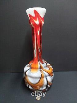 Very Rare Large Vintage Carlo Moretti Murano Opaline and Coloured Glass Vase