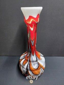 Very Rare Large Vintage Carlo Moretti Murano Opaline and Coloured Glass Vase