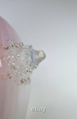 Victorian Empoli Murano Rare Pink Opalescent Glass Shell Vase Bowl Art Piece