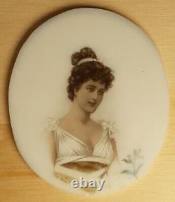 Victorian period miniature portrait on Opaline glass