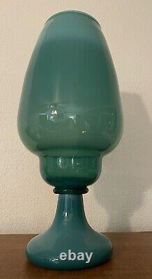 Vinatge MCM Style Turquoise Opalescent Polish Glass Vase