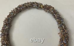 Vintage 18 Crystal Opalescent Seed Beads Torsade Woven Necklace Magnetic Clasp