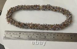 Vintage 18 Crystal Opalescent Seed Beads Torsade Woven Necklace Magnetic Clasp