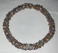 Vintage 18 Crystal Opalescent Seed Beads Torsade Woven Necklace Magnetic Clasp