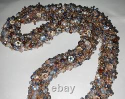 Vintage 18 Crystal Opalescent Seed Beads Torsade Woven Necklace Magnetic Clasp