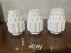 Vintage 1930's Art Deco Opaline Ceiling Light Shades x3