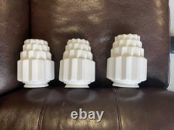 Vintage 1930's Art Deco Opaline Ceiling Light Shades x3