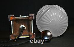 Vintage 1940 Rare antique art deco lamp barley twist opaline shade 4 footed base