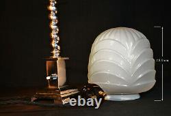 Vintage 1940 Rare antique art deco lamp barley twist opaline shade 4 footed base