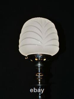 Vintage 1940 Rare antique art deco lamp barley twist opaline shade 4 footed base