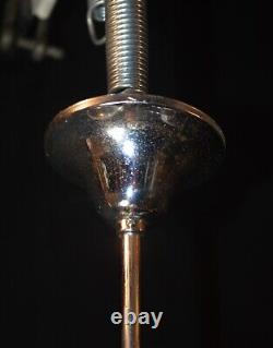 Vintage 1940s Art Deco chrome plate Opaline three arm pendant light chandelier