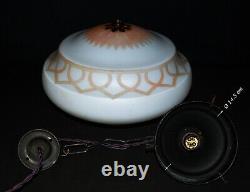 Vintage 1940s Rare Large Art Deco Opaline milk glass school house pendant light