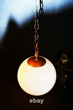 Vintage 1940s art deco school house large Opaline milk glass globe shade light