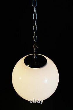 Vintage 1940s art deco school house large Opaline milk glass globe shade light