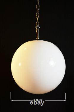 Vintage 1940s art deco school house large Opaline milk glass globe shade light