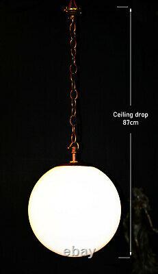 Vintage 1940s art deco school house large Opaline milk glass globe shade light