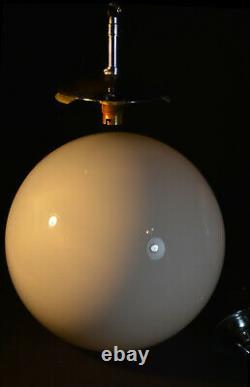 Vintage 1940s art deco school house large Opaline milk glass globe shade light