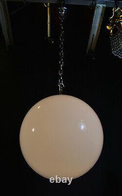 Vintage 1940s art deco school house large Opaline milk glass globe shade light