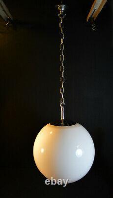 Vintage 1940s art deco school house large Opaline milk glass globe shade light