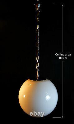 Vintage 1940s art deco school house large Opaline milk glass globe shade light