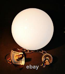 Vintage 1940s art deco school house large Opaline milk glass globe shade light