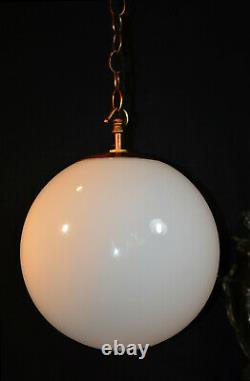 Vintage 1940s art deco school house large Opaline milk glass globe shade light