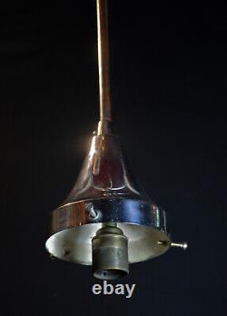 Vintage 1950s Rare Large Art Deco Opaline milk glass school house pendant light