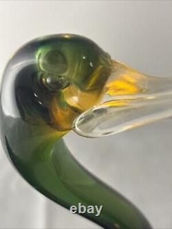 Vintage 1960 early label Murano Sommerso Opalescent Glass duck C1960s