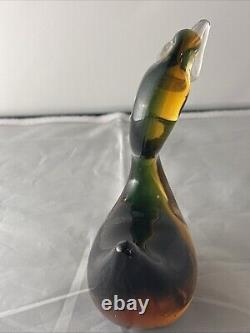 Vintage 1960 early label Murano Sommerso Opalescent Glass duck C1960s