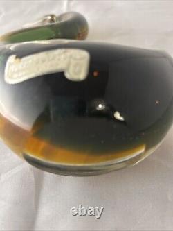 Vintage 1960 early label Murano Sommerso Opalescent Glass duck C1960s