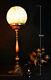 Vintage 19th C Art & Crafts Cast Bronze Was Benson Style Lamp Deco Opaline Globe