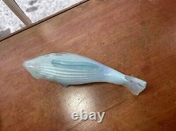 Vintage Andrew Magdanz Signed White Opaline Art Glass Fish Sculpture 1995