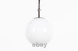 Vintage Antique Art Deco Falks Round Globe Opaline Glass Pendant Lamp Light
