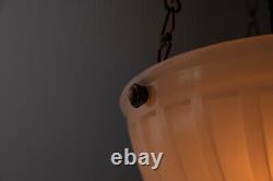 Vintage Antique Art Deco White Glass Moonstone Opaline Plafonnier Lamp Light