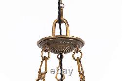 Vintage Antique Art Deco White Glass Moonstone Opaline Plafonnier Lamp Light