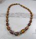 Vintage Antique Art Glass Fire Opal Copper Foil Bead Necklace Opalescent