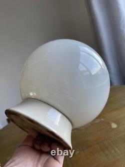 Vintage Antique Glass DOME OPALINE Art Deco Industrial Ceiling Light Lamp